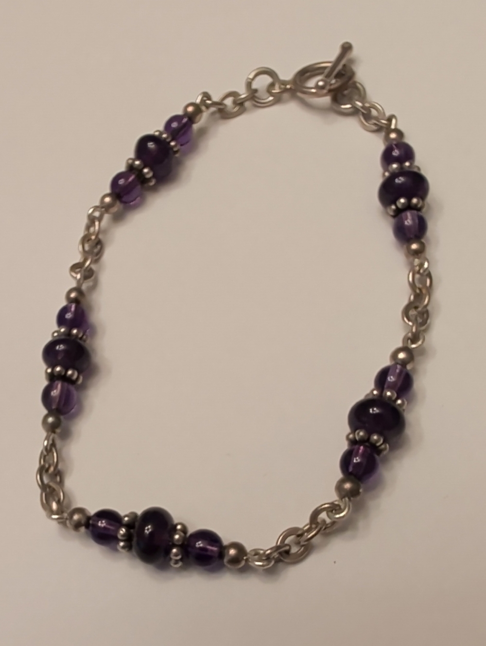 Sterling Silver Amethyst Bead Bracelet - Women Jewelry